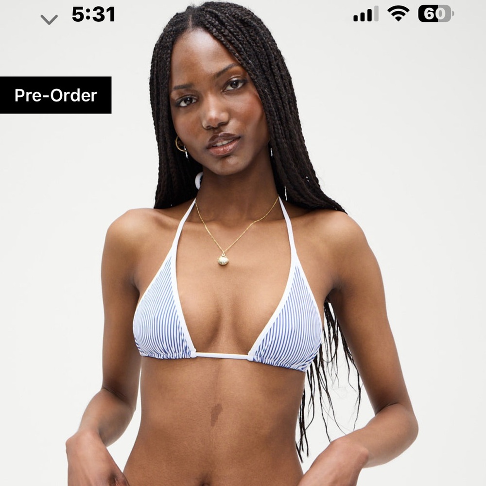 Paradise Striped Micro Bikini Top - Ocean Stripe Size S